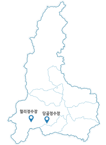 영월군 정수장 위치 표시 지도